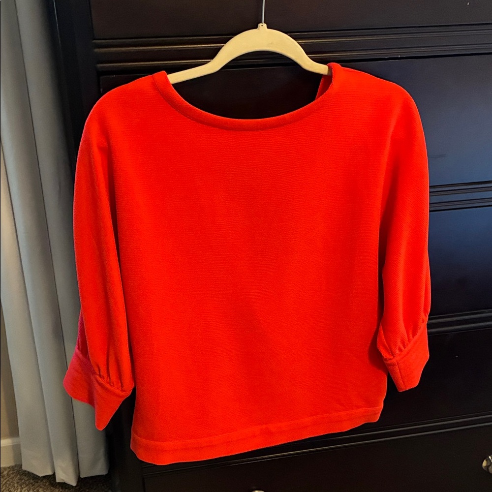 Trouve Bright Red Textured Boatneck Top